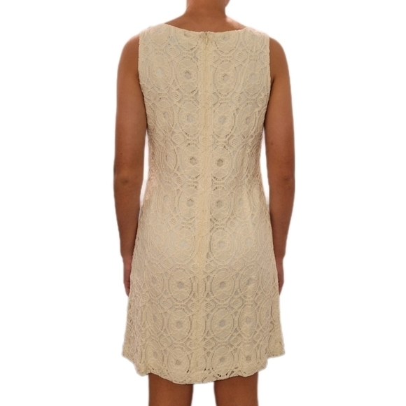 Ronni Ivory Lace Dress Floral Neckline Sleeveless Party Cocktail size 10 - Picture 3 of 9